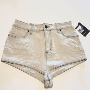 NEW BDG • Urban Outfitters 'Super High Rise Short' White Out Denim Shorts
